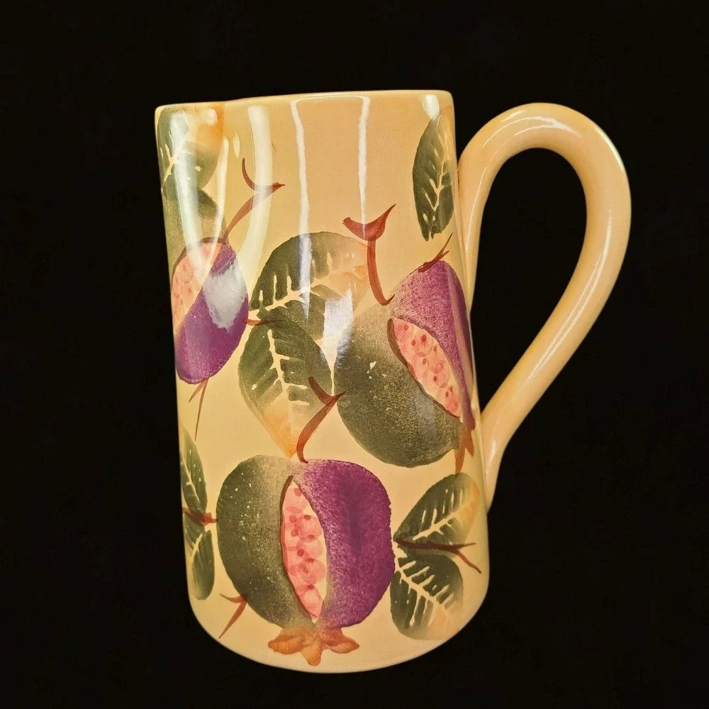 Pier 1 One Pitcher Fall Fruit Italy Stoneware Handpainted 52 Oz Serving Jug
